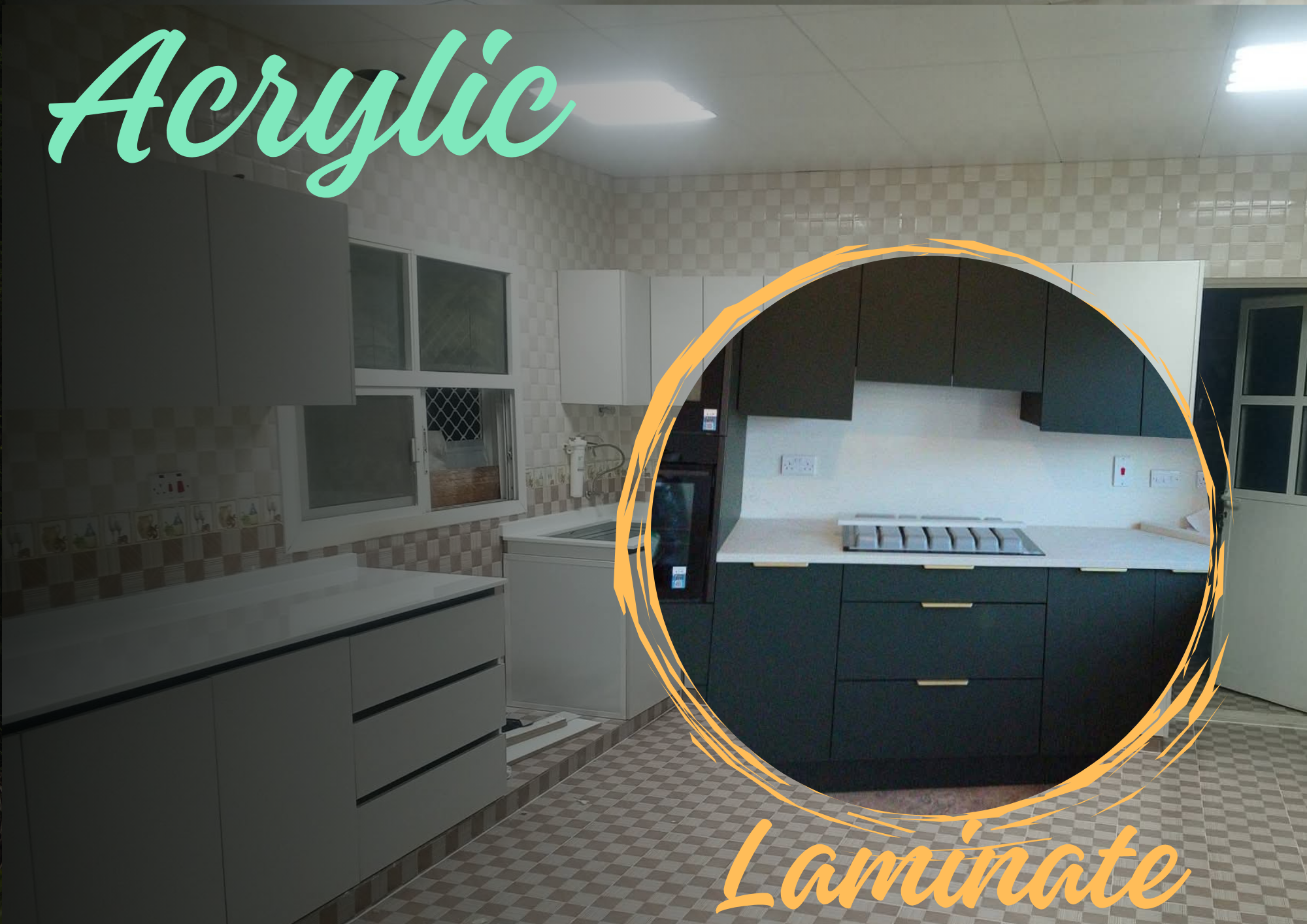 acrylic or laminate kitchen Abu dhabi